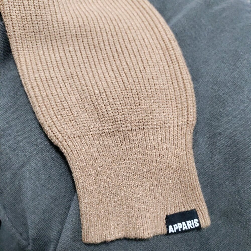 Apparis Women's Tan Oversized Cropped Ribbed Knit Button-Up Cardigan Size Medium - Picture 8 of 15